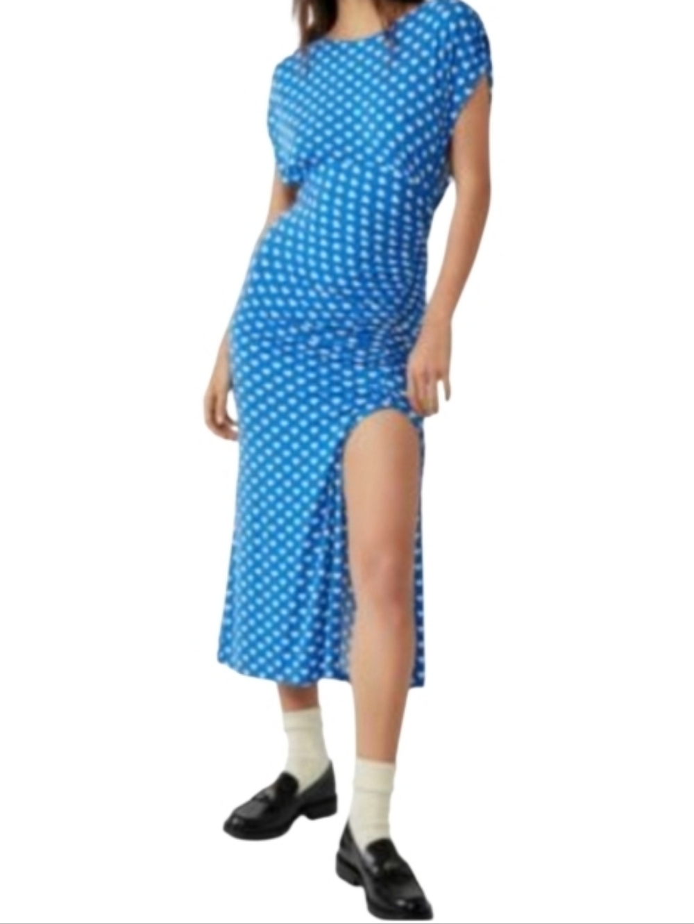 NWT Free People Lakeside Midi Slit Blue Heart Printed Dress 🩷HOST PICK🩷